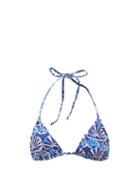 La Doublej - Shell-print Triangle Bikini Top - Womens - Blue Print
