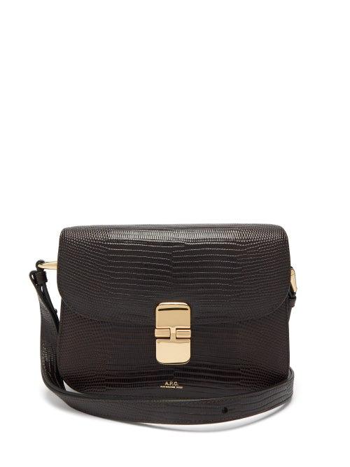 Matchesfashion.com A.p.c. - Grace Logo Lizard-effect Leather Bag - Womens - Dark Brown