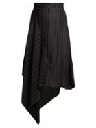 Matchesfashion.com Palmer//harding - Asymmetric Striped Jacquard Midi Skirt - Womens - Navy