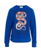 Matchesfashion.com Gucci - Snake Print Crew Neck Sweatshirt - Mens - Blue Multi