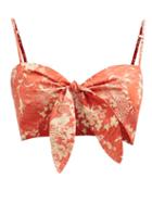 Hester Bly - Noor Tie-front Floral-print Cotton Cropped Top - Womens - Red Print