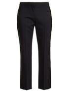 Matchesfashion.com Alexander Mcqueen - Side Striped Wool Cropped Trousers - Womens - Navy