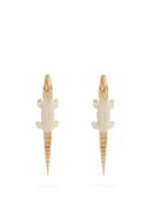 Matchesfashion.com Bibi Van Der Velden - Alligator Mammoth Tusk & 18kt Gold Earrings - Womens - White