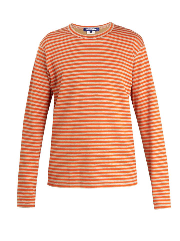 Junya Watanabe X Comme Des Garons Striped Linen-blend T-shirt
