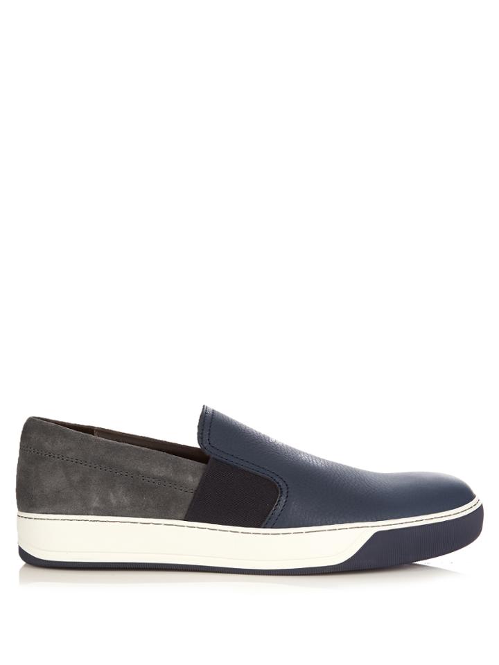 Lanvin Suede And Grained Leather Trainers