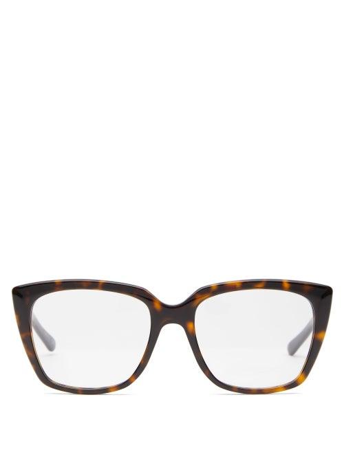 Matchesfashion.com Balenciaga - Square Tortoiseshell Effect Acetate Glasses - Womens - Tortoiseshell