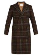 Matchesfashion.com Salle Prive - Alain Checked Double Breasted Wool Blend Overcoat - Mens - Green