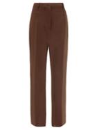 Matchesfashion.com Jil Sander - High-rise Wool-twill Trousers - Womens - Brown