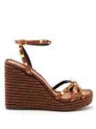 Matchesfashion.com Valentino - Rockstud Leather Wedge Sandals - Womens - Tan