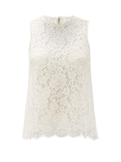 Matchesfashion.com Dolce & Gabbana - Cordonetto-lace Cotton-blend Top - Womens - White