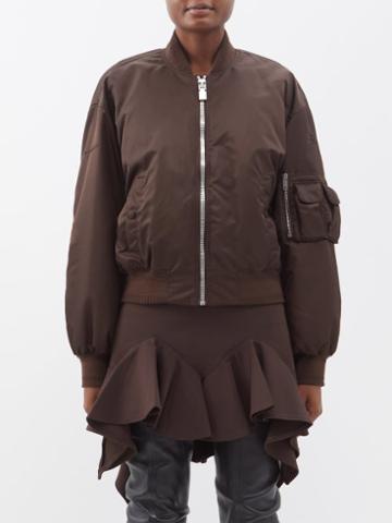 Givenchy - Peplum-hem Shell Bomber Jacket - Womens - Brown