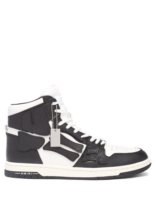Matchesfashion.com Amiri - Skel Top High-top Leather Trainers - Mens - Black White