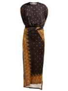 Matchesfashion.com Paco Rabanne - Paisley Print Knotted Jersey Wrap Dress - Womens - Black Multi