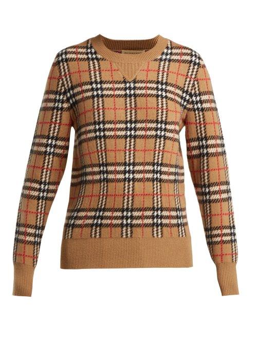 Matchesfashion.com Burberry - Banbury Vintage Check Cashmere Sweater - Womens - Beige Multi