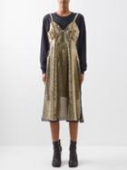 Vaquera - Layered Sequinned Cotton-jersey T-shirt Dress - Womens - 01bk
