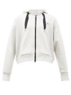 Matchesfashion.com Adidas By Stella Mccartney - Zipped Logo-print Cotton-blend Hooded Sweatshirt - Womens - Light Grey