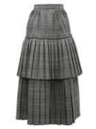 Matchesfashion.com Gucci - Prince Of Wales Check Pleated Tiered Wool Skirt - Womens - Grey Multi