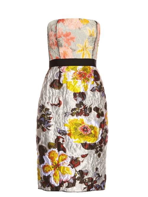 Oscar De La Renta Floral-jacquard Brocade Strapless Dress