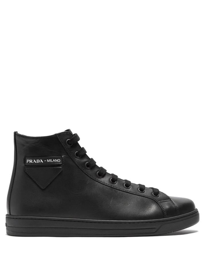 Prada High Top Calf Leather Trainers