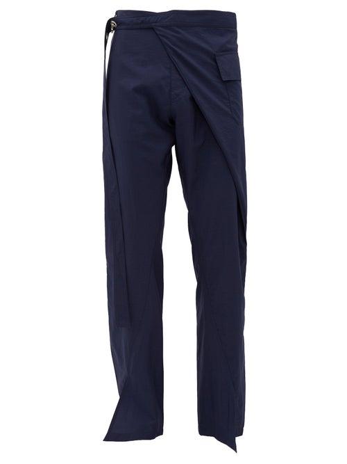 Matchesfashion.com Bianca Saunders - Wrapped-waist Split-cuff Trousers - Mens - Navy