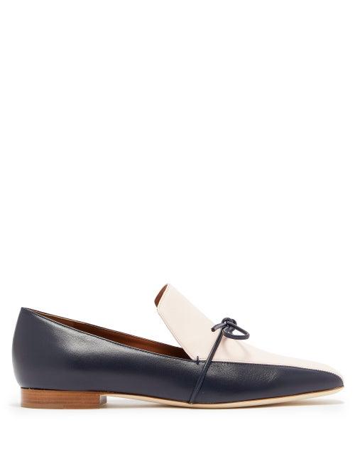 Matchesfashion.com Malone Souliers - X Roksanda Celia Tie Front Leather Loafers - Womens - Navy Multi