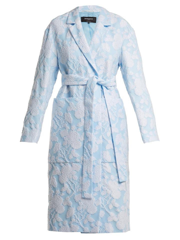 Rochas Floral-jacquard Cotton-blend Coat
