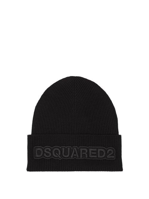Matchesfashion.com Dsquared2 - Logo-appliqu Ribbed Wool Beanie Hat - Mens - Black