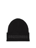 Matchesfashion.com Dsquared2 - Logo-appliqu Ribbed Wool Beanie Hat - Mens - Black