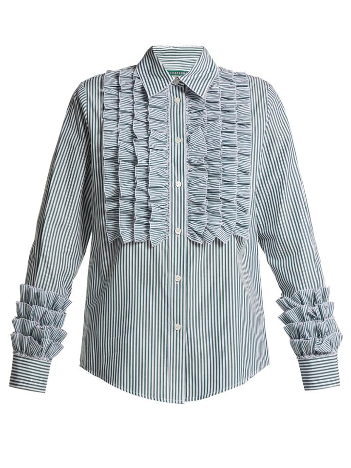 Alexachung Striped Ruffle-front Blouse