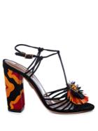 Aquazzura Samba Raffia-embellished Suede Sandals