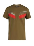 Matchesfashion.com Neil Barrett - Modernist Crew Neck Camouflage Panel T Shirt - Mens - Khaki