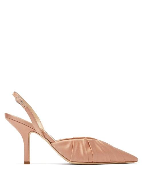 Matchesfashion.com Midnight 00 - Gathered Satin Slingback Pumps - Womens - Light Pink