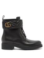 Gucci - Gg Marmont Leather Ankle Boots - Womens - Black