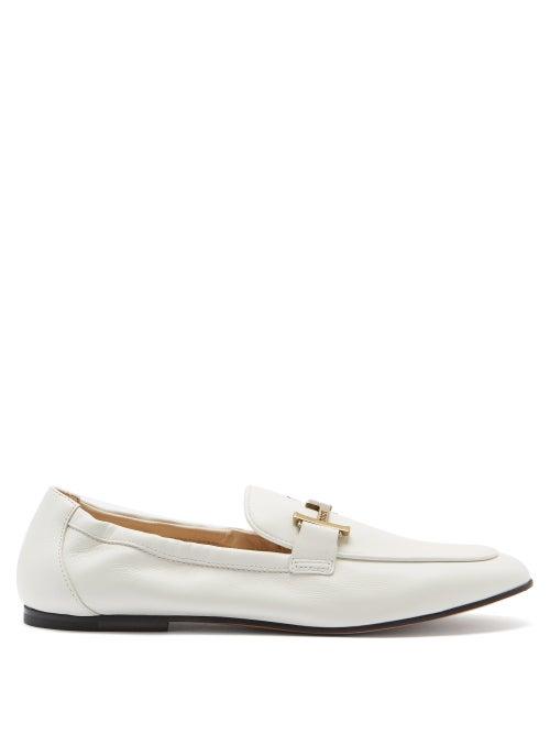 Ladies Shoes Tod's - T-logo Leather Loafers - Womens - White