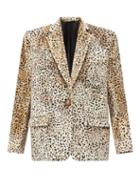 Matchesfashion.com The Attico - Cheetah-jacquard Velvet Blazer - Womens - Animal