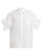 Matchesfashion.com Junya Watanabe - Gathered Sleeve Linen Shirt - Womens - White