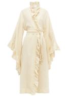 Matchesfashion.com Lisa Marie Fernandez - Anita Ruffle Edge Linen Blend Cover Up - Womens - Beige
