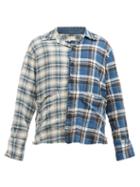 Matchesfashion.com Greg Lauren - Boxy Studio Deconstructed Plaid Cotton Shirt - Mens - Blue