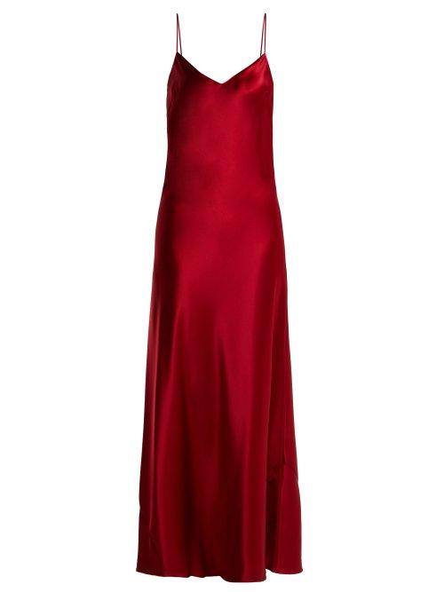 Matchesfashion.com Galvan - Sienna Bias Cut Satin Crepe Gown - Womens - Red