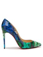 Matchesfashion.com Christian Louboutin - Pigalle Folies 100 Printed Leather Pumps - Womens - Green Multi