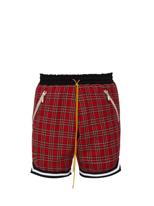Matchesfashion.com Rhude - Basketball Tartan Cotton Shorts - Mens - Red