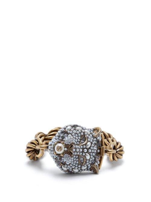 Matchesfashion.com Gucci - Chunky Feline Head Bracelet - Womens - Gold