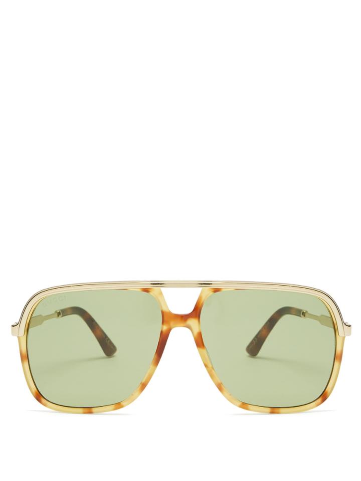 Gucci Squared-aviator Acetate Sunglasses