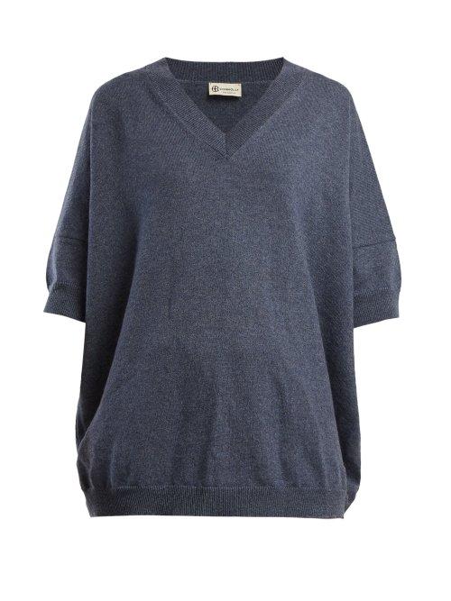 Matchesfashion.com Connolly - V Neck Cashmere And Linen Blend Sweater - Womens - Blue