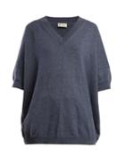 Matchesfashion.com Connolly - V Neck Cashmere And Linen Blend Sweater - Womens - Blue