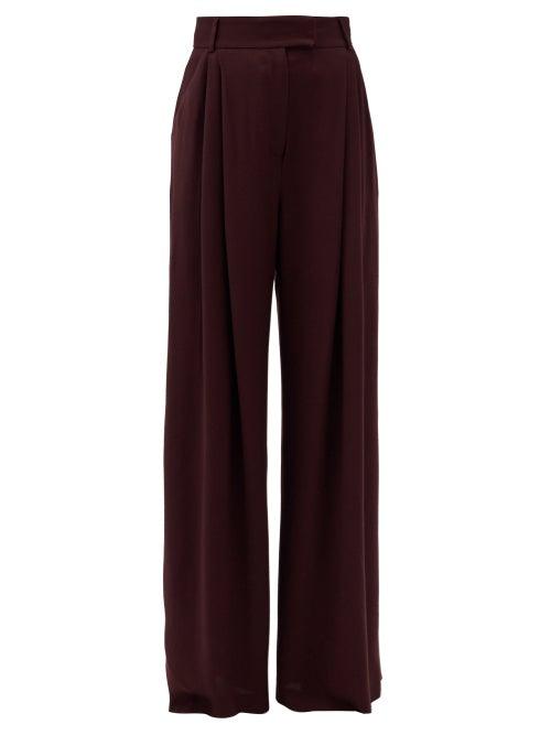 Matchesfashion.com Three Graces London - Molly Crepe High-rise Trousers - Womens - Burgundy