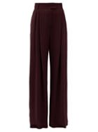 Matchesfashion.com Three Graces London - Molly Crepe High-rise Trousers - Womens - Burgundy
