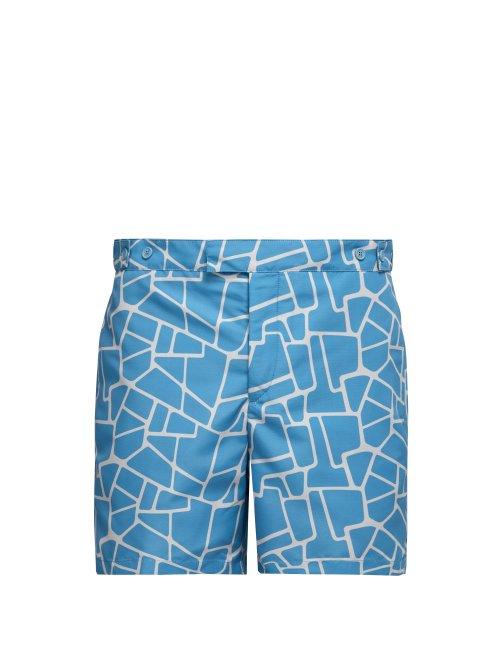Matchesfashion.com Frescobol Carioca - Camhino Print Tailored Swim Shorts - Mens - Blue