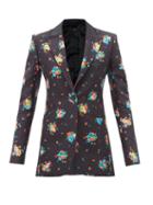 Matchesfashion.com Paco Rabanne - Single-breasted Floral-print Cotton-blend Jacket - Womens - Black Print