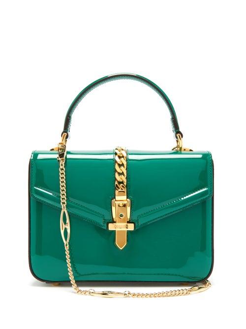 Matchesfashion.com Gucci - Sylvie Small Patent Leather Shoulder Bag - Womens - Green